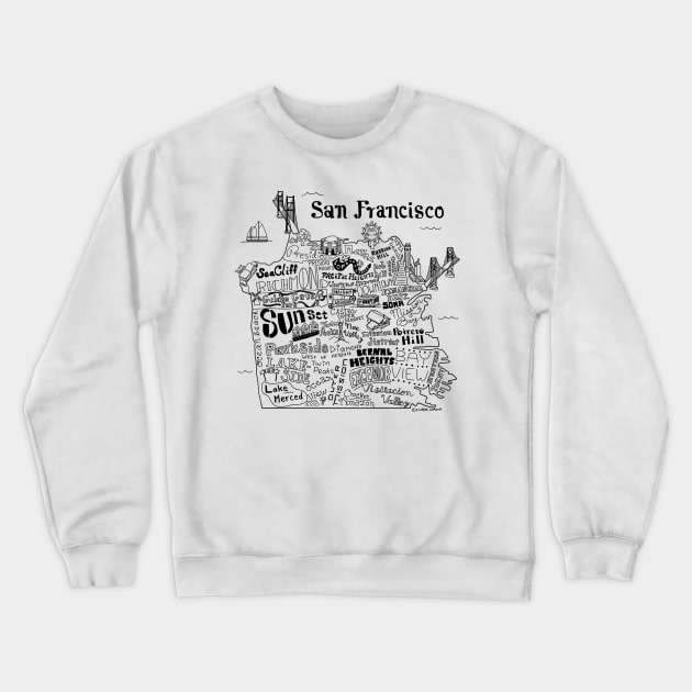 San Francisco Illustrated Map Crewneck Sweatshirt by Claire Lordon